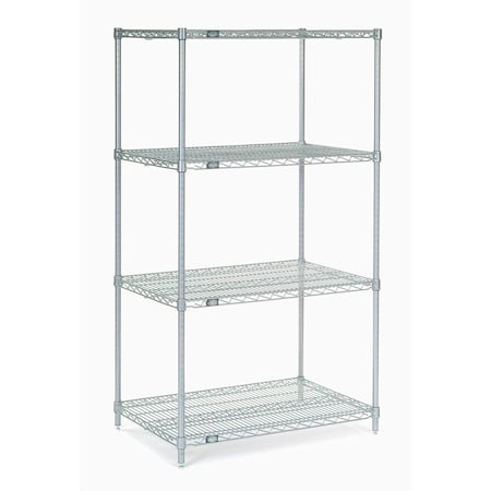 NEXEL Nexelate Wire Shelving Starter Unit, Silver Epoxy, 30W X 18D X 74H 18307EP